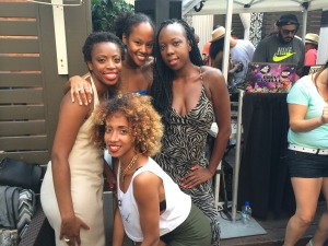 Clockwise from the gorgeous blond-tipped curly fro, lol: Tiff, Shana, me, Nish. DJ Dany Neville is at work in the corner